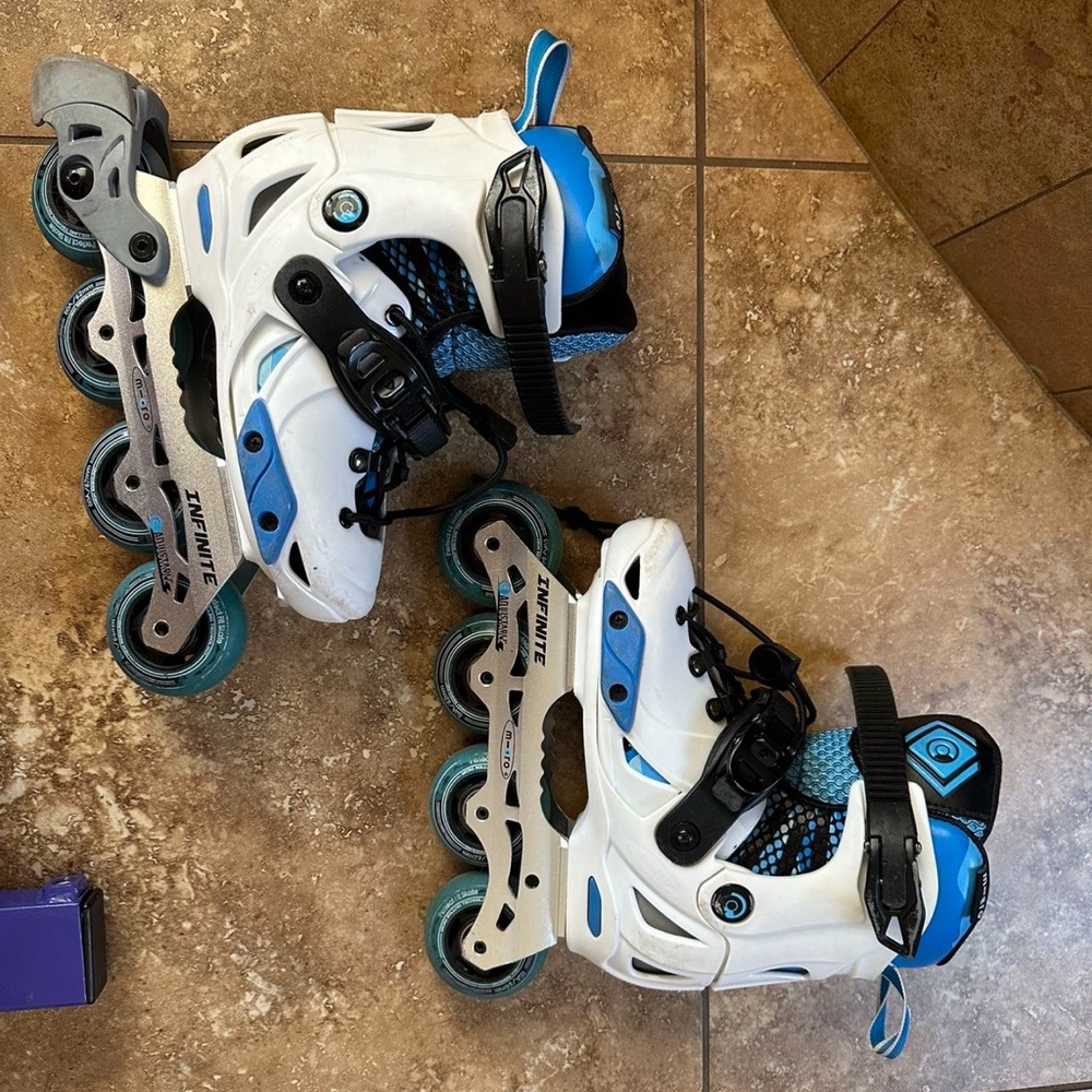 Micro White and Blue Inline Skates